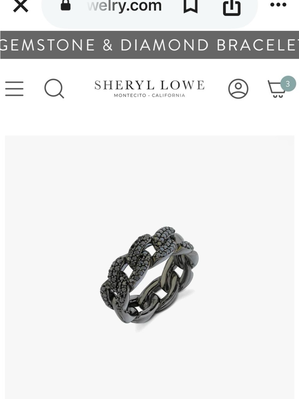 Sheryl Lowe Gunmetal Pavé Chain-Link Ring
